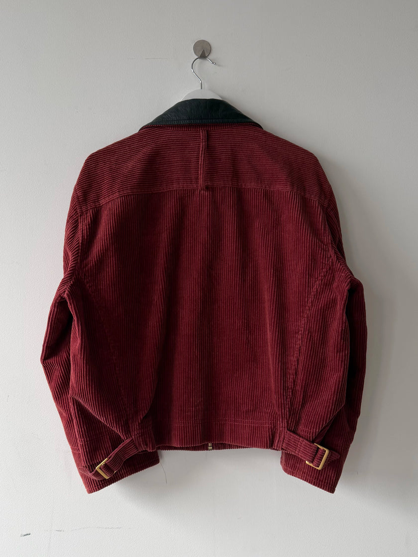 JAPANESE LABEL - 1990s CORDUROY JACKET WITH CONTRASTING LEATHER COLLAR