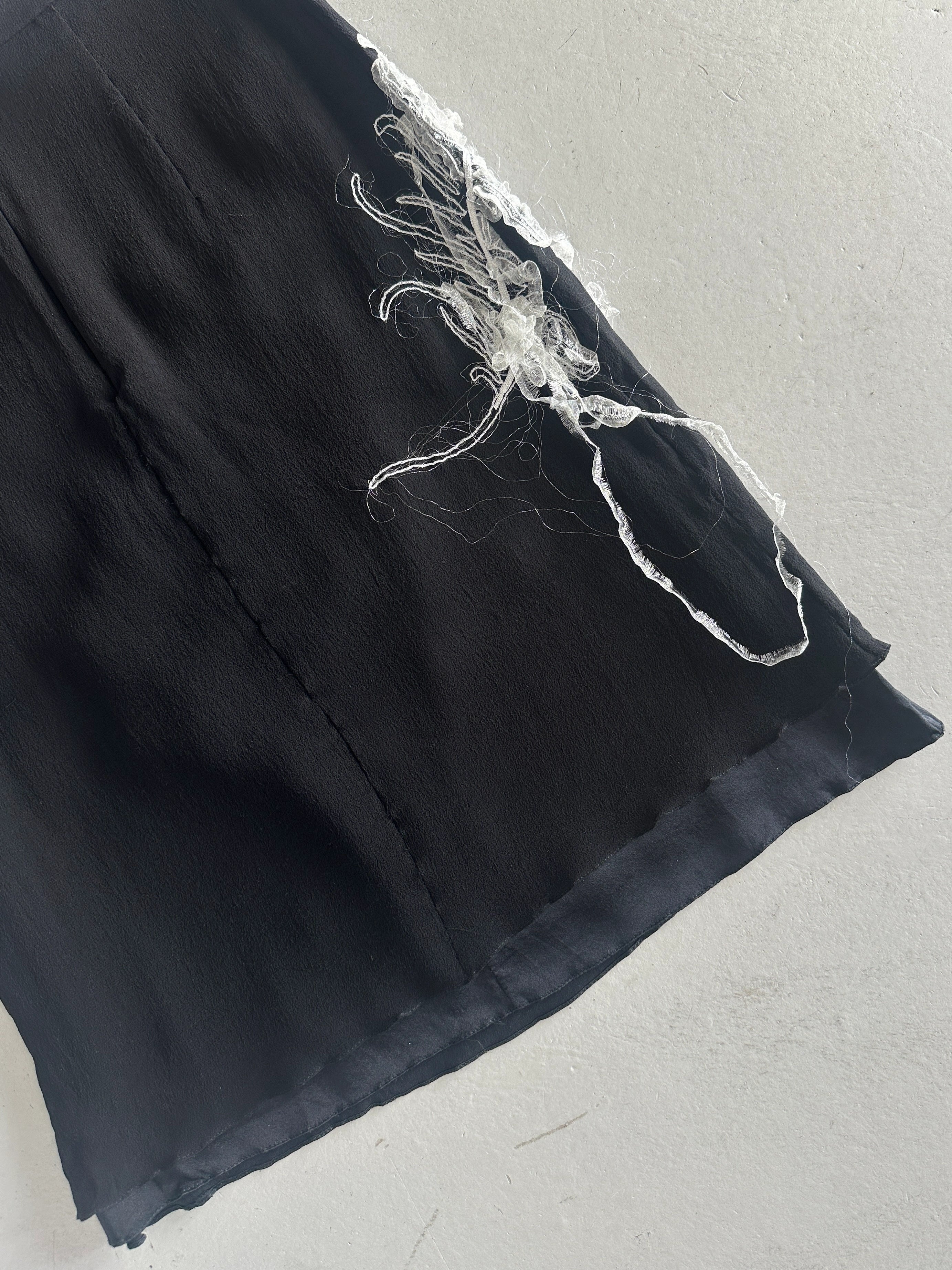 ANDREW GN - S/S 2001 FRONT APPLIQUÉ LAYERED SILK SKIRT