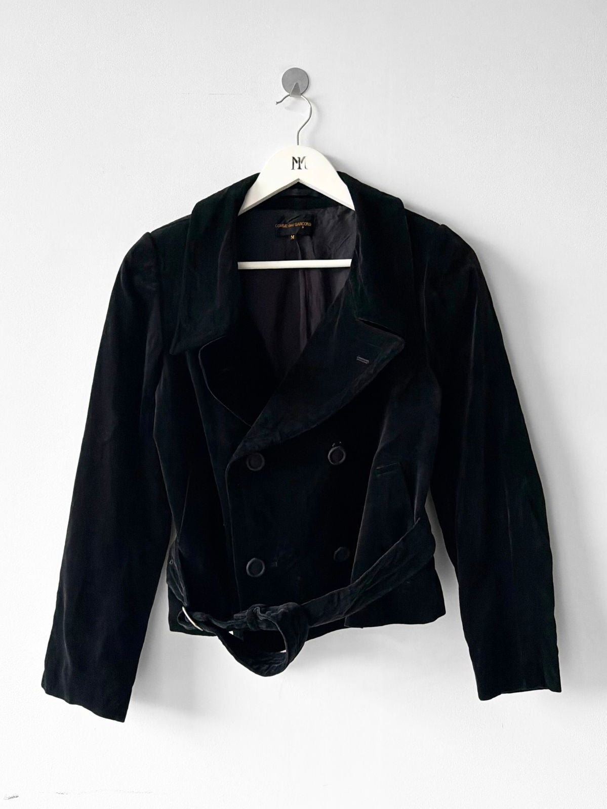 COMME DES GARÇONS - F/W 2001 DOUBLE BREASTED VELVET BELTED JACKET