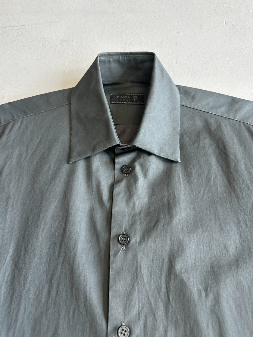 PRADA - F/W 1999 COATED COTTON BONDAGE SLEEVE SHIRT