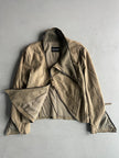 EMPORIO ARMANI - A/W 2011 ASYMMETRICAL ZIP FUNNEL NECK COLLAR CALF LEATHER JACKET