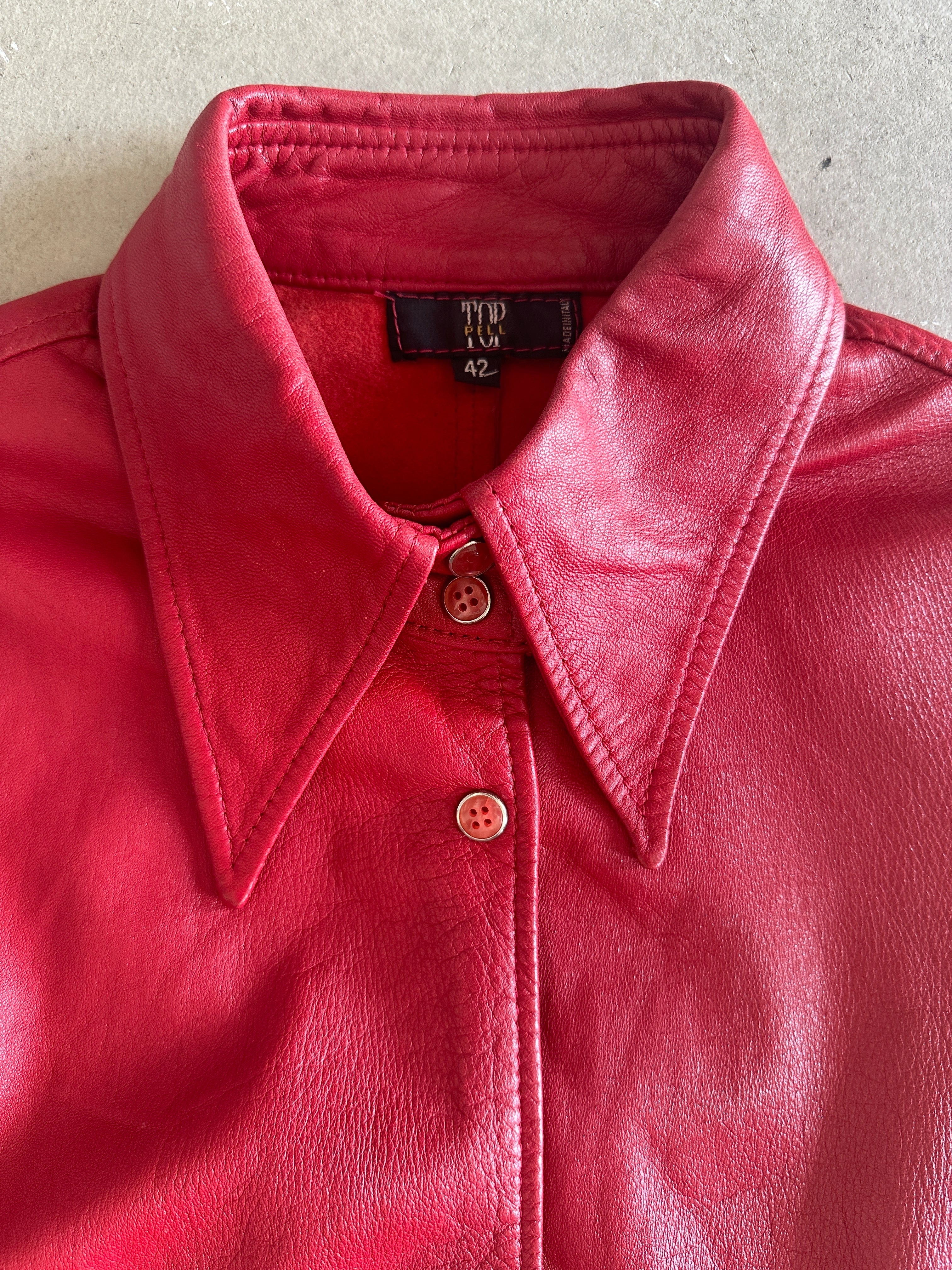 1970s POINTED COLLAR LEATHER SHIRT