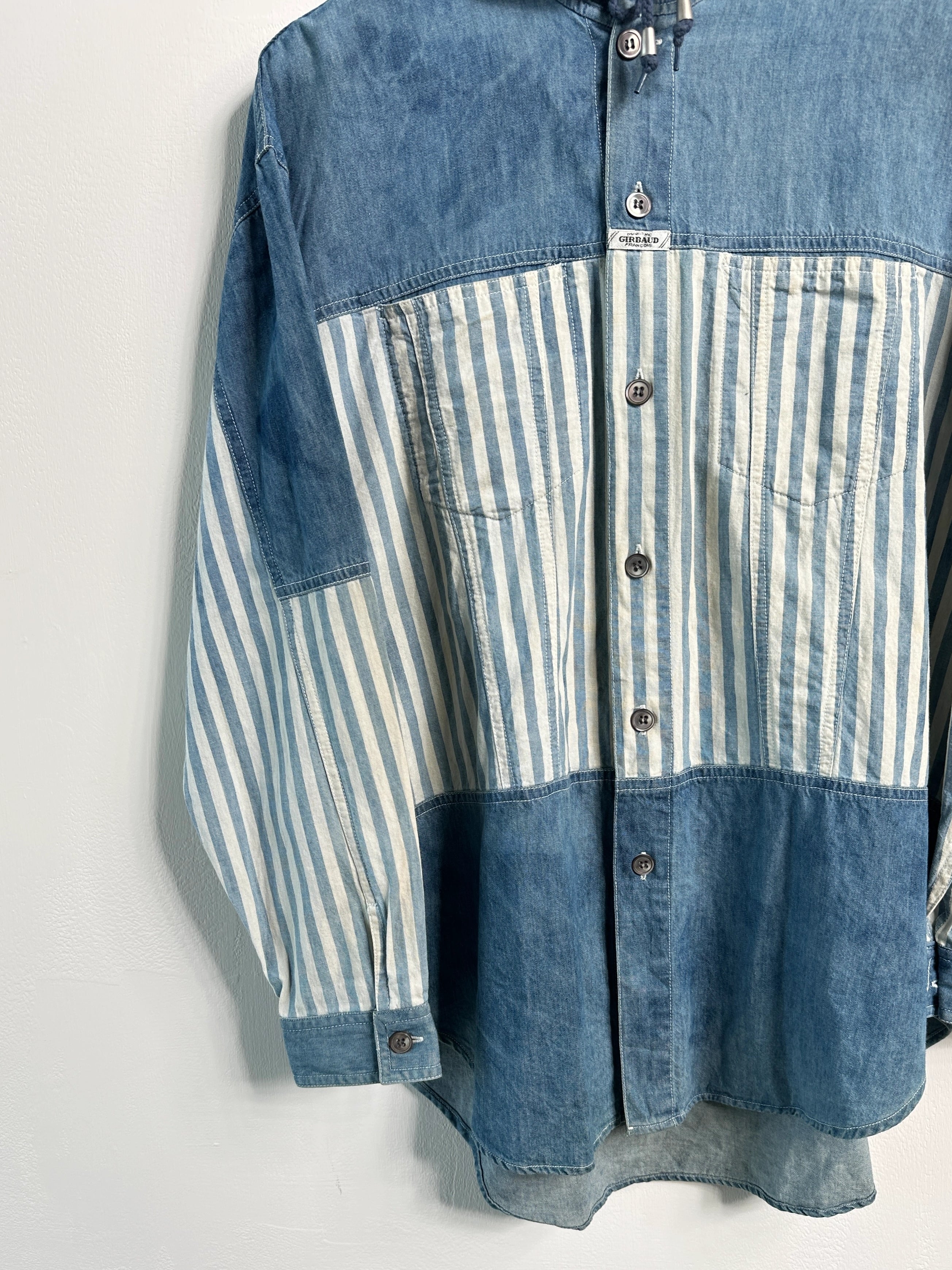 MARITHÉ + FRANÇOIS GIRBAUD - 1990s STONE WASHED HOODED DENIM SHACKET