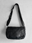 YOHJI YAMAMOTO Y'SACCS - late 1990s-2000s NYLON MESSENGER BAG WITH LEATHER FRONT PANEL