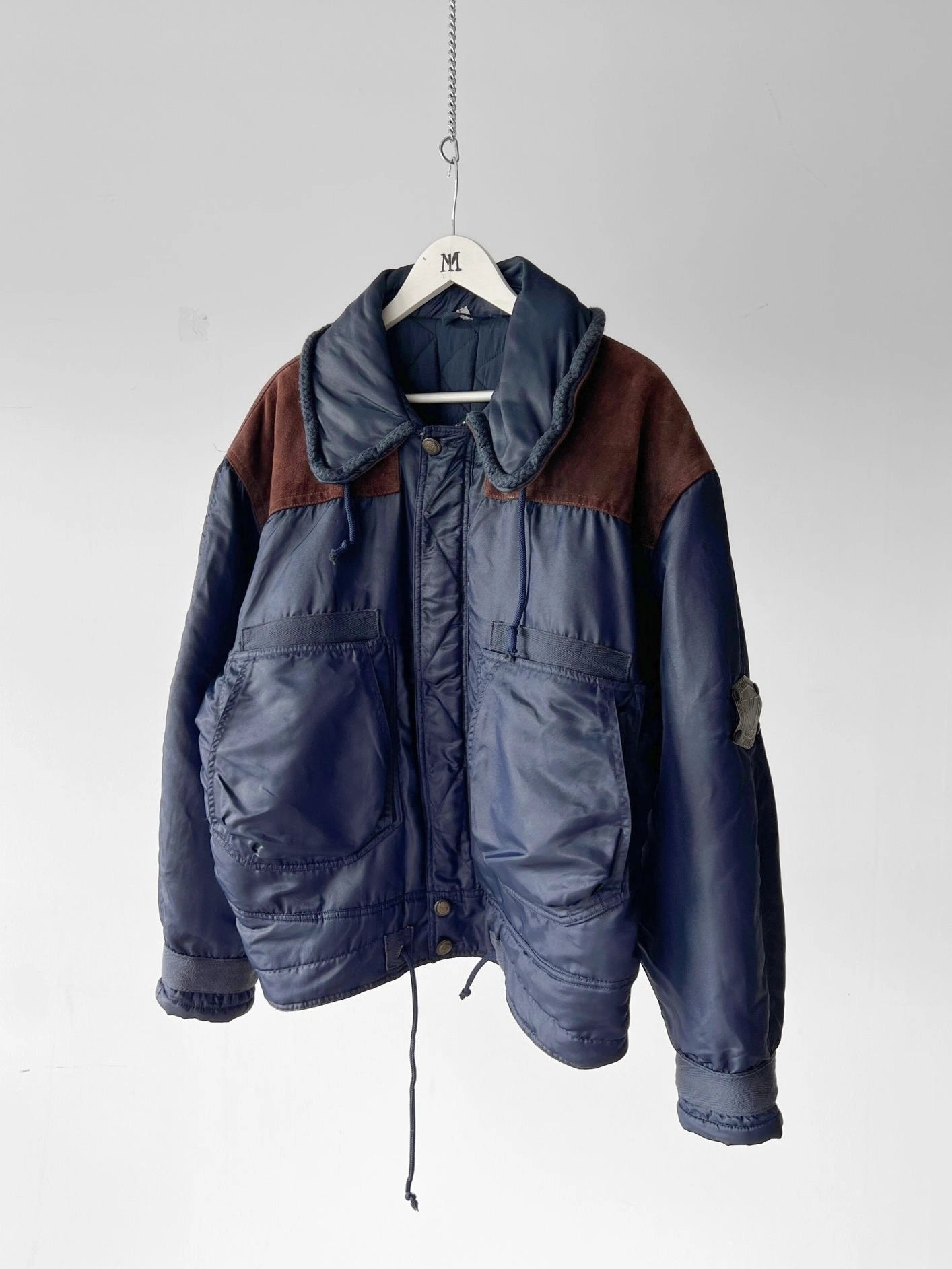 ARMANI JEANS 1990s AVIATOR BOMBER JACKET WITH SUEDE DETAILS