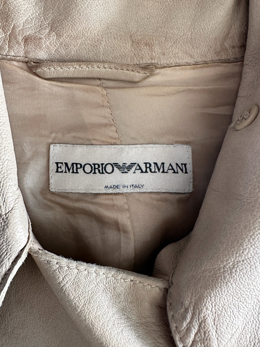 EMPORIO ARMANI - 2004 FUNNEL NECK LEATHER JACKET