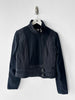 NO LABEL early 2000s CROP FIT JACKET WITH OFF THE CENTRE ZIP AND BUCKLE DETAIL AT WAIST