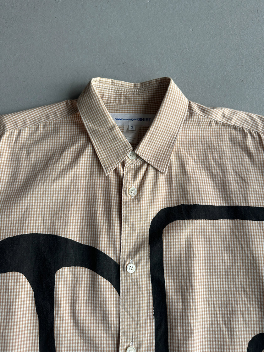 COMME DES GARÇONS SHIRT - F/W 2013 MICRO CHECK PATTERN SHIRT WITH OVERSIZED GRAPHIC AT FRONT