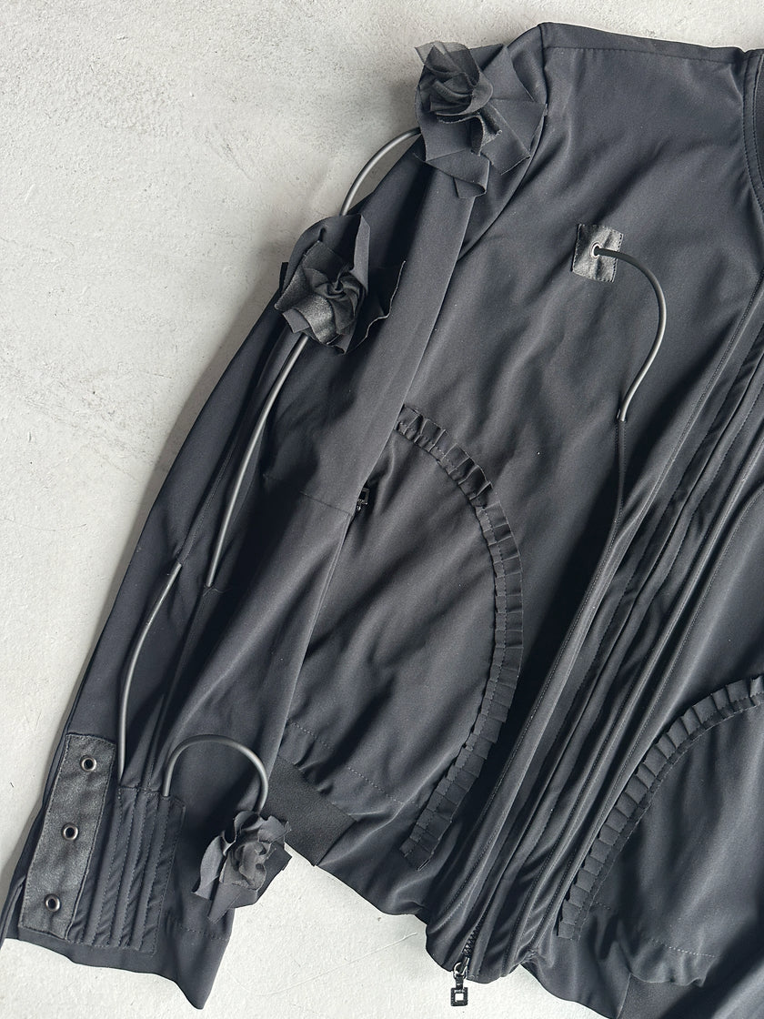 MARITHÉ + FRANÇOIS GIRBAUD - 2000s 3D FLOWER APPLIQUÉS ZIPPED JACKET