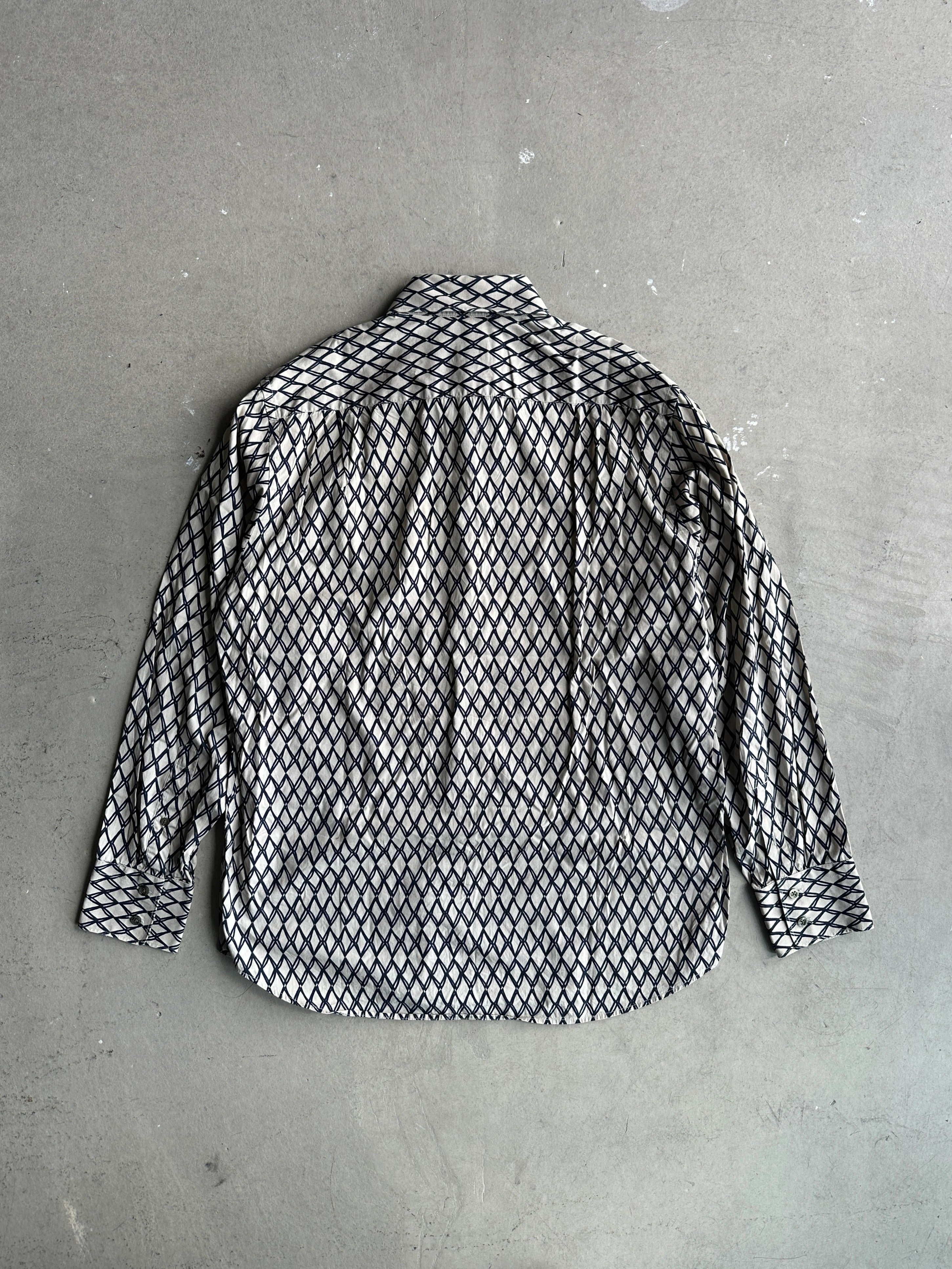 KENZO - 1990s DIAMOND PATTERN LONG SLEEVE SHIRT