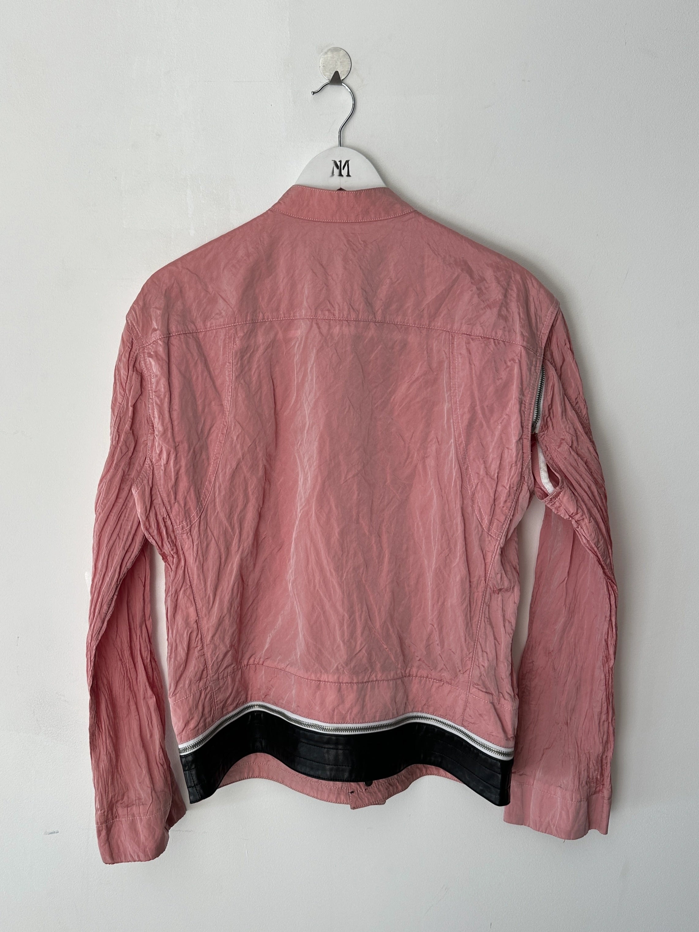 BIKKEMBERGS - early 2000s 2 IN 1 NYLON JACKET GILET WITH ZIP OFF LEATHER HEM PANEL