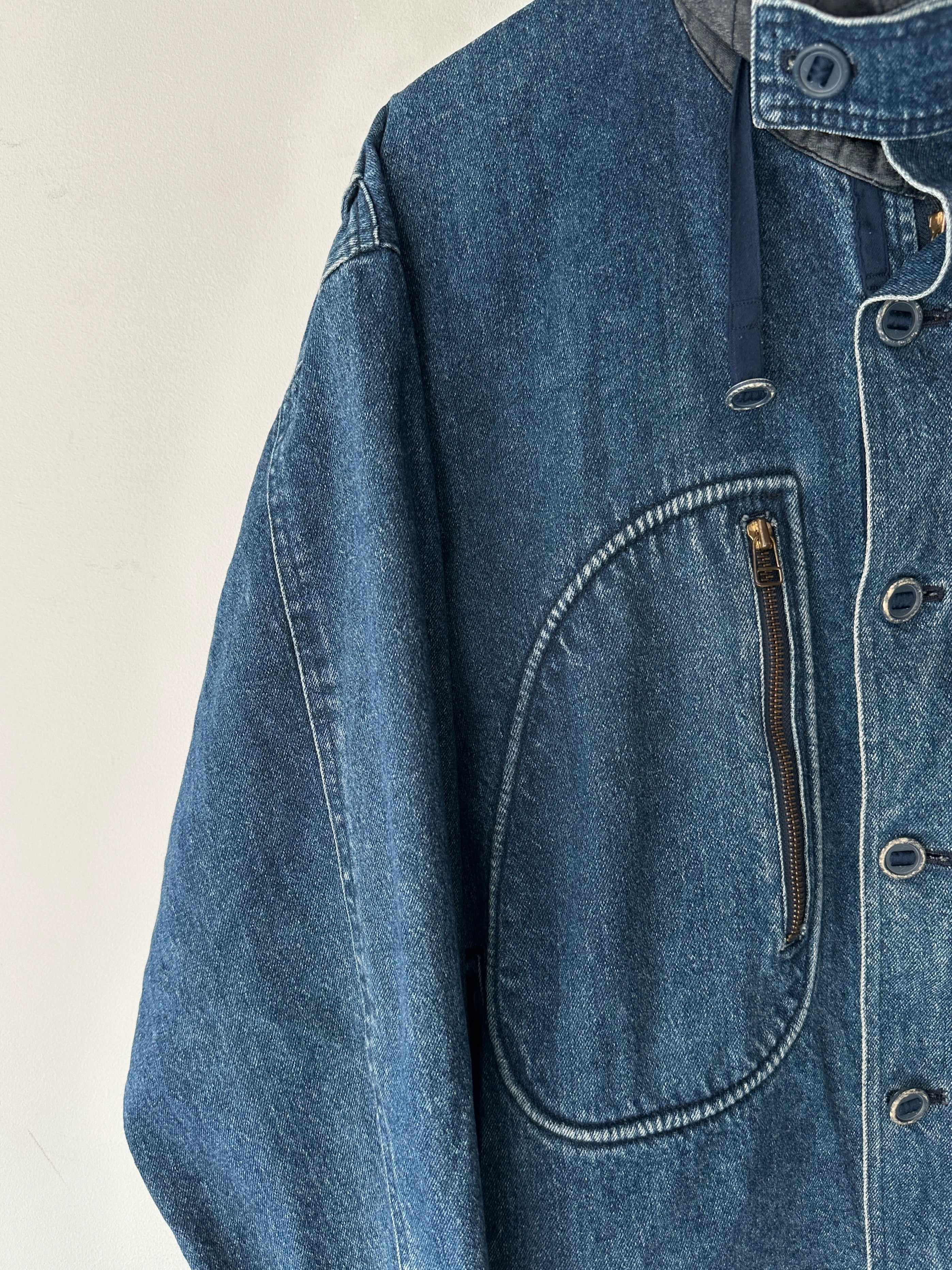 BONEVILLE BY MASSIMO OSTI - 1980s OVERSIZED DENIM BOMBER JACKET