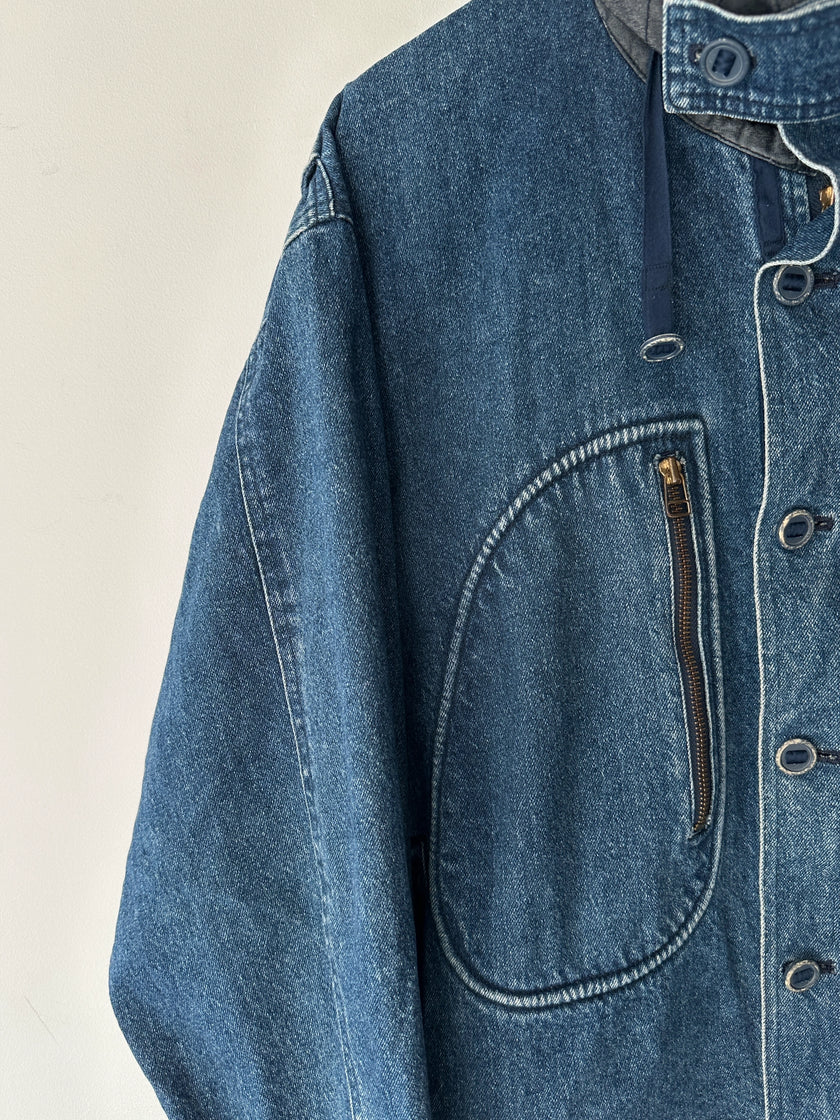 BONEVILLE BY MASSIMO OSTI - 1980s OVERSIZED DENIM BOMBER JACKET