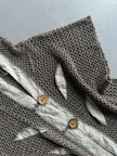 1990s OPEN KNIT HOODED CARDIGAN WITH LINEN DETAILS