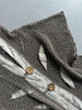 1990s OPEN KNIT HOODED CARDIGAN WITH LINEN DETAILS