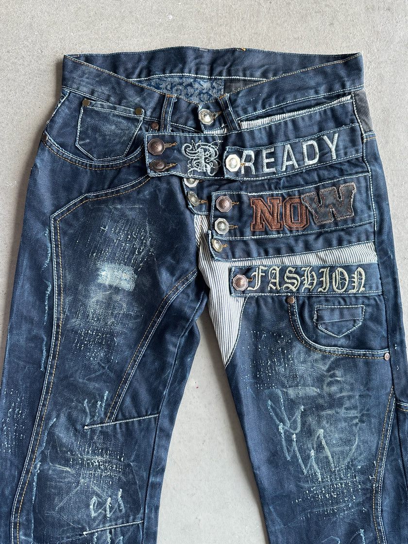 2000s MULTI CLOSURE LAYERED FRONT JEANS