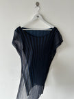 ISSEY MIYAKE - 2000s LAYERED LONGLINE TOP WITH SHEER MESH OVERLAY