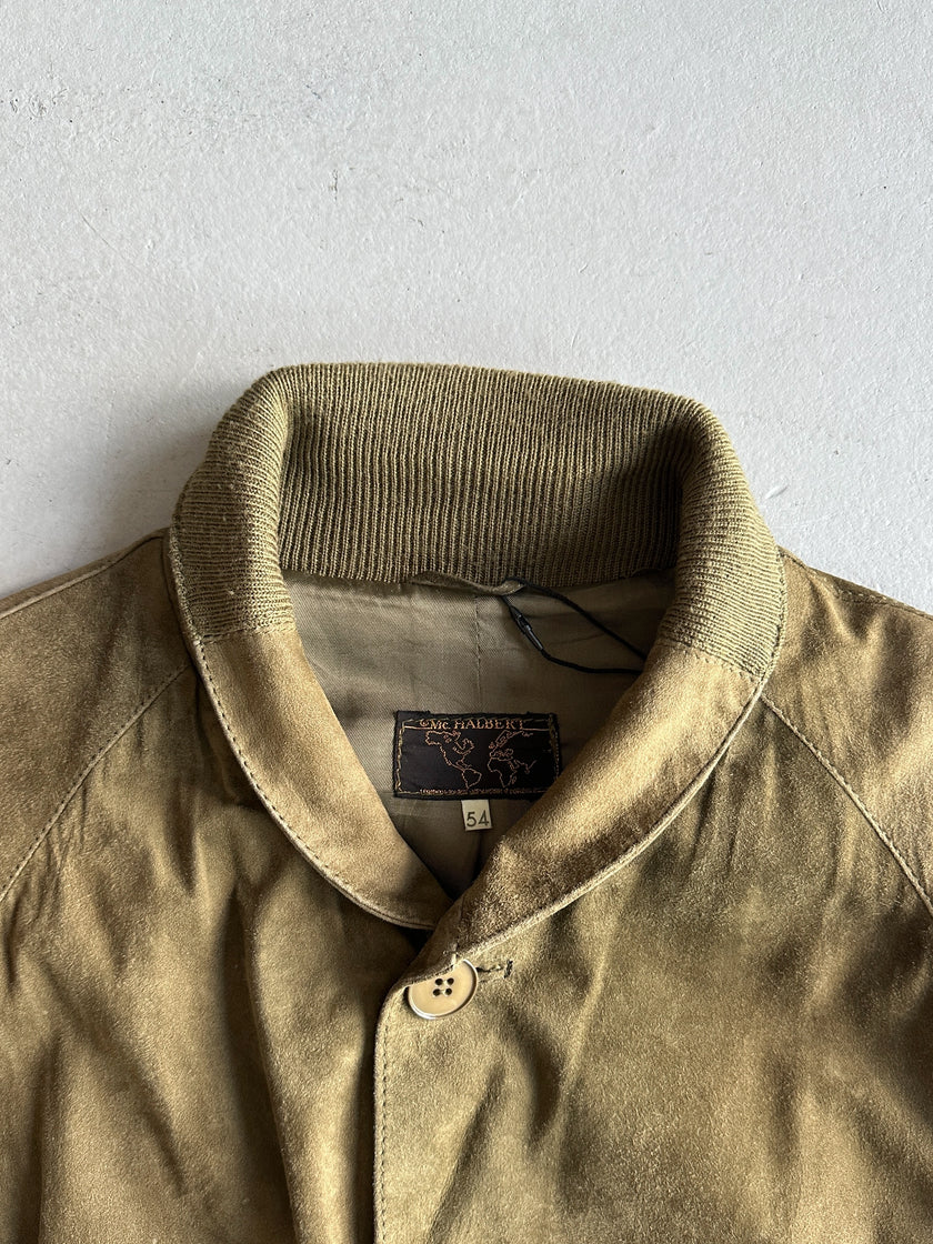 1980s DROPPED SHOULDERS SUEDE BUTTONED JACKET