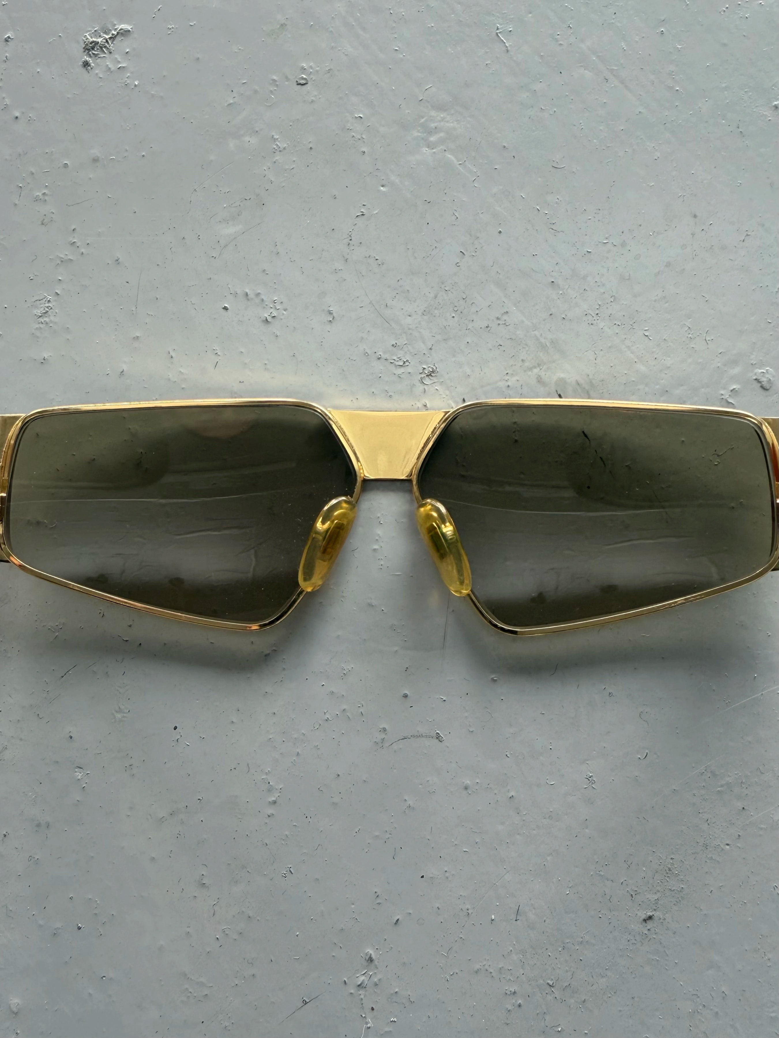 GIANFRANCO FERRÉ - 1990s GEOMETRIC SUNGLASSES WITH TORTOISESHELL ARMS