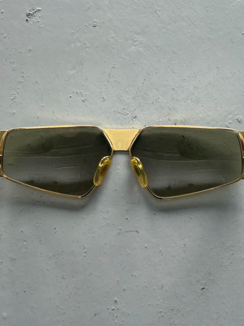 GIANFRANCO FERRÉ - 1990s GEOMETRIC SUNGLASSES WITH TORTOISESHELL ARMS