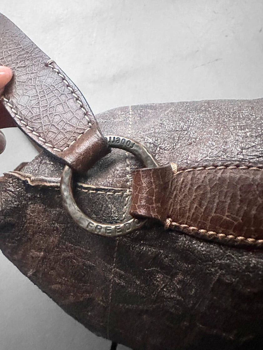 ROBERTO CAVALLI  - early 2000s EMBOSSED LEATHER SLOUCHY SHOULDER BAG