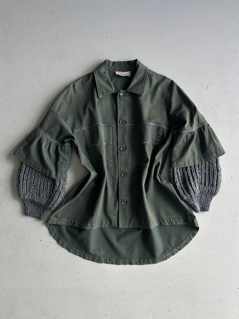 1990s ASYMMETRICAL SHIRT WITH WOOL LAYERED SLEEVE