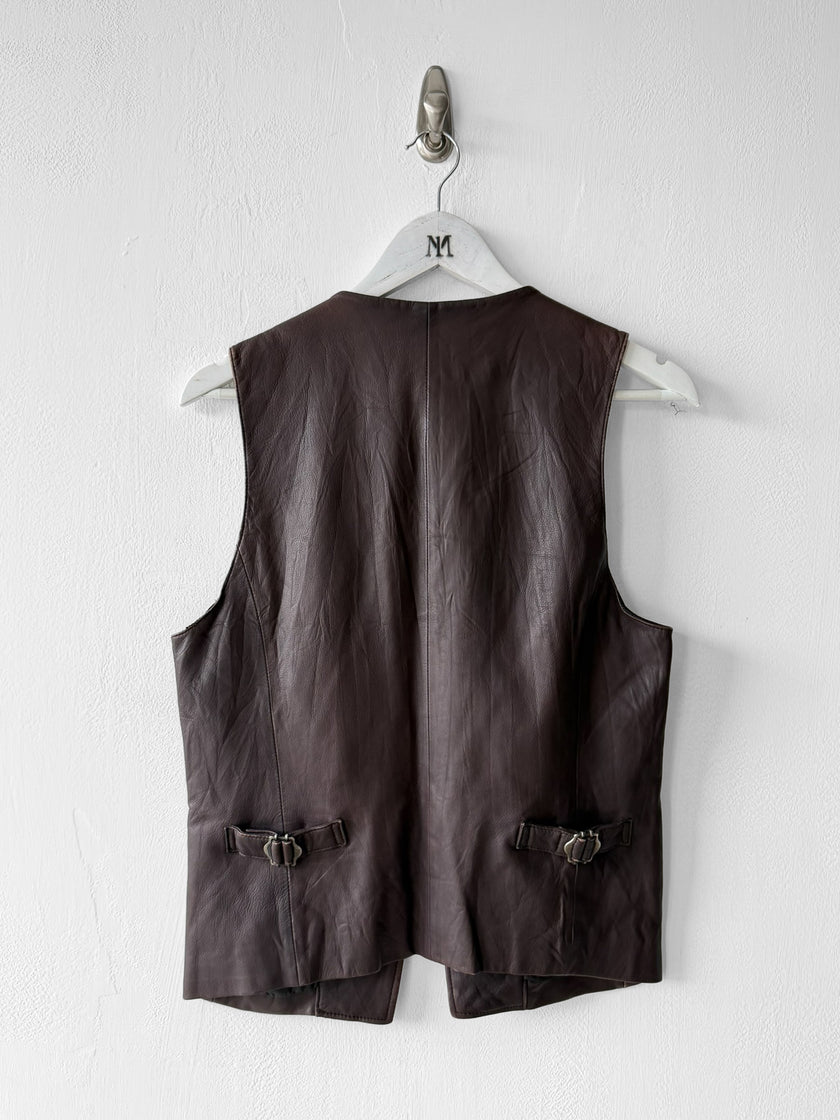 KATHARINE HAMNETT - 1990s LEATHER VEST
