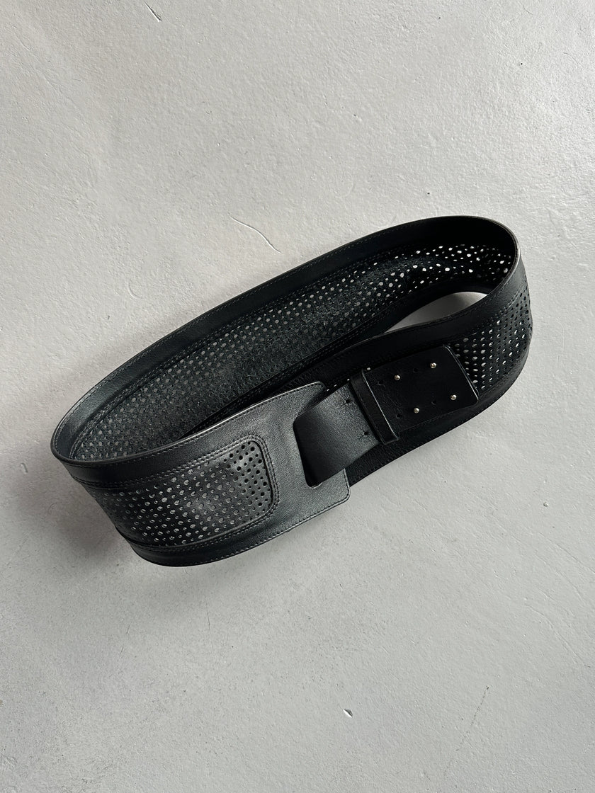 EMPORIO ARMANI - 1990s WIDE WAIST LEATHER BELT