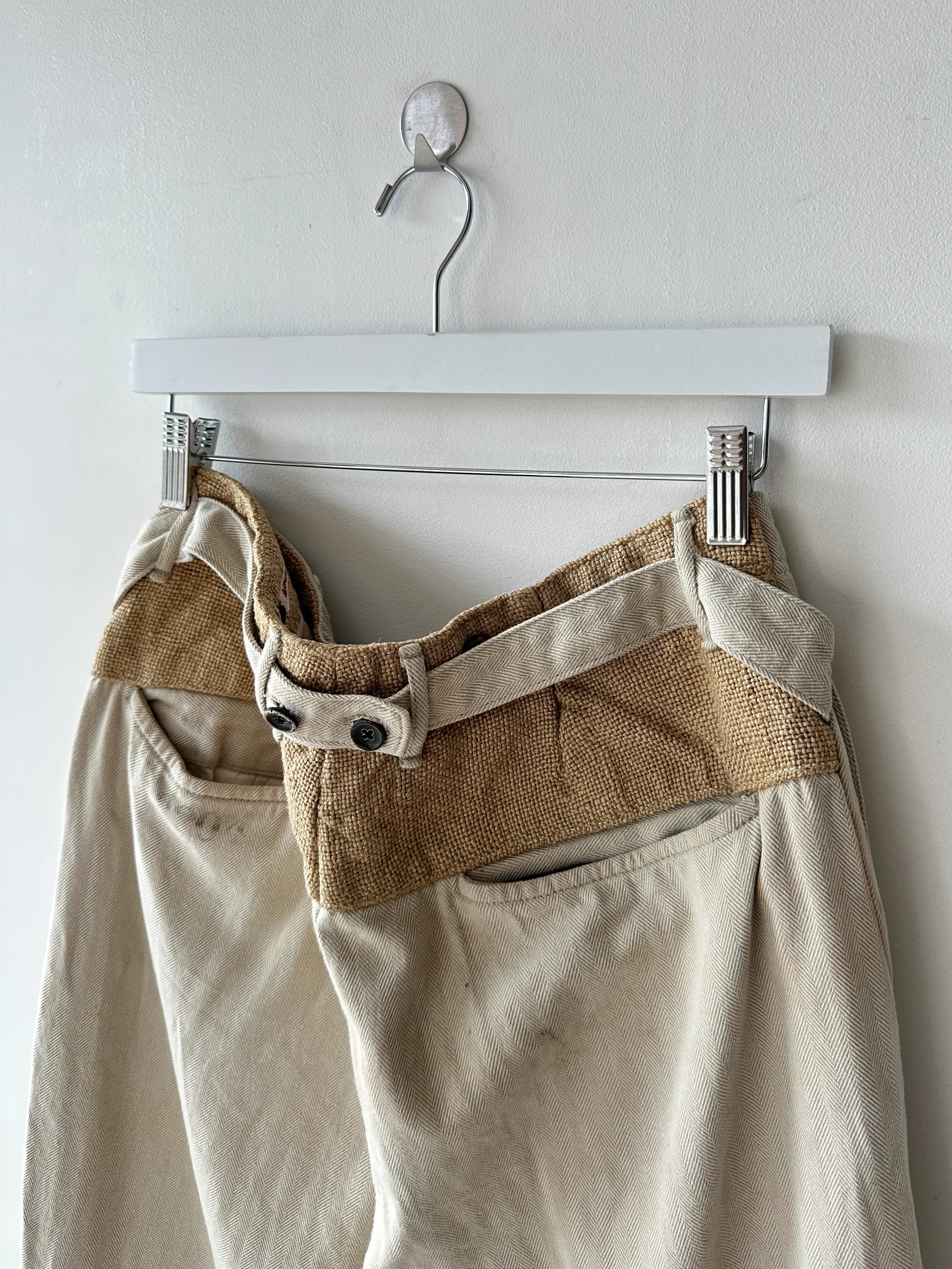 KAPITAL - 1990s LOW CROTCH  TROUSERS WITH WOVEN WAIST PANEL