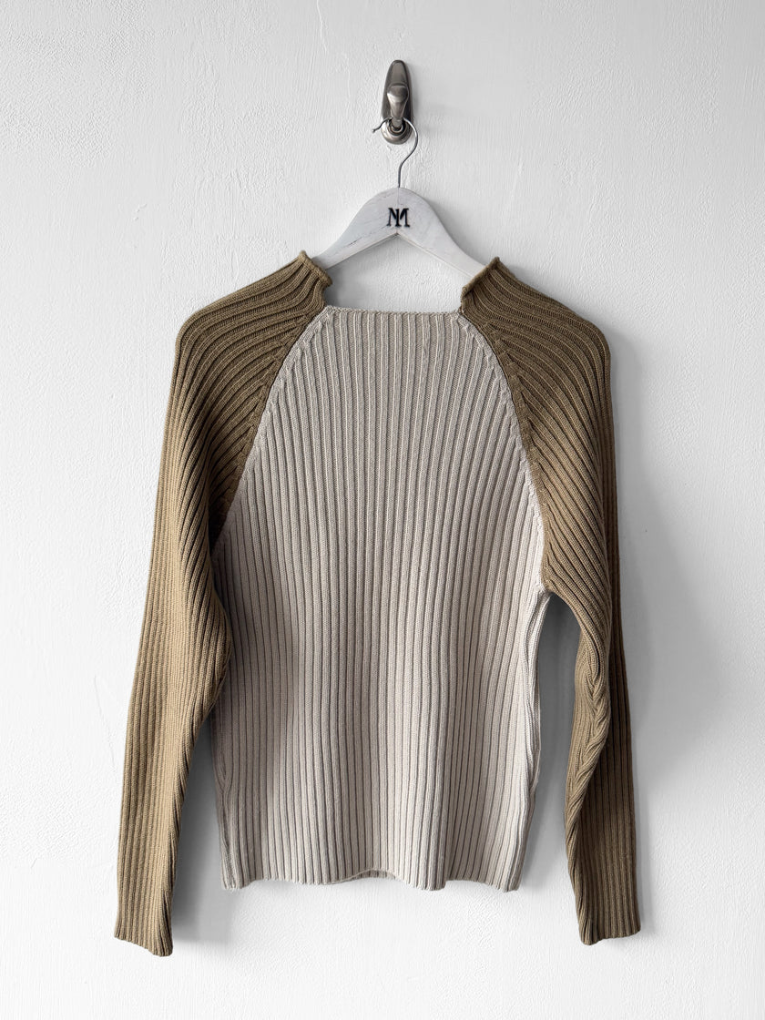 ITALIAN LABEL 2000s SLIM FIT RIBBED KNIT JUMPER