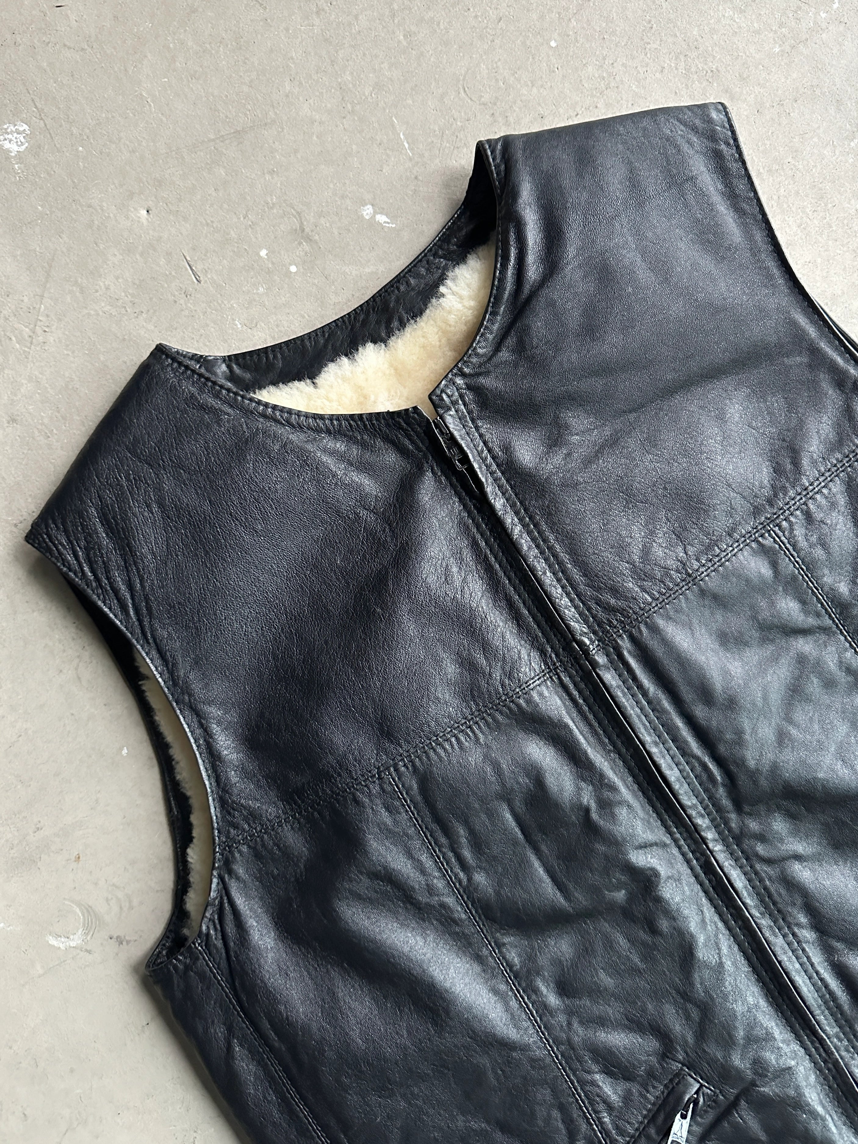 1990s SHEARLING LEATHER VEST GILET