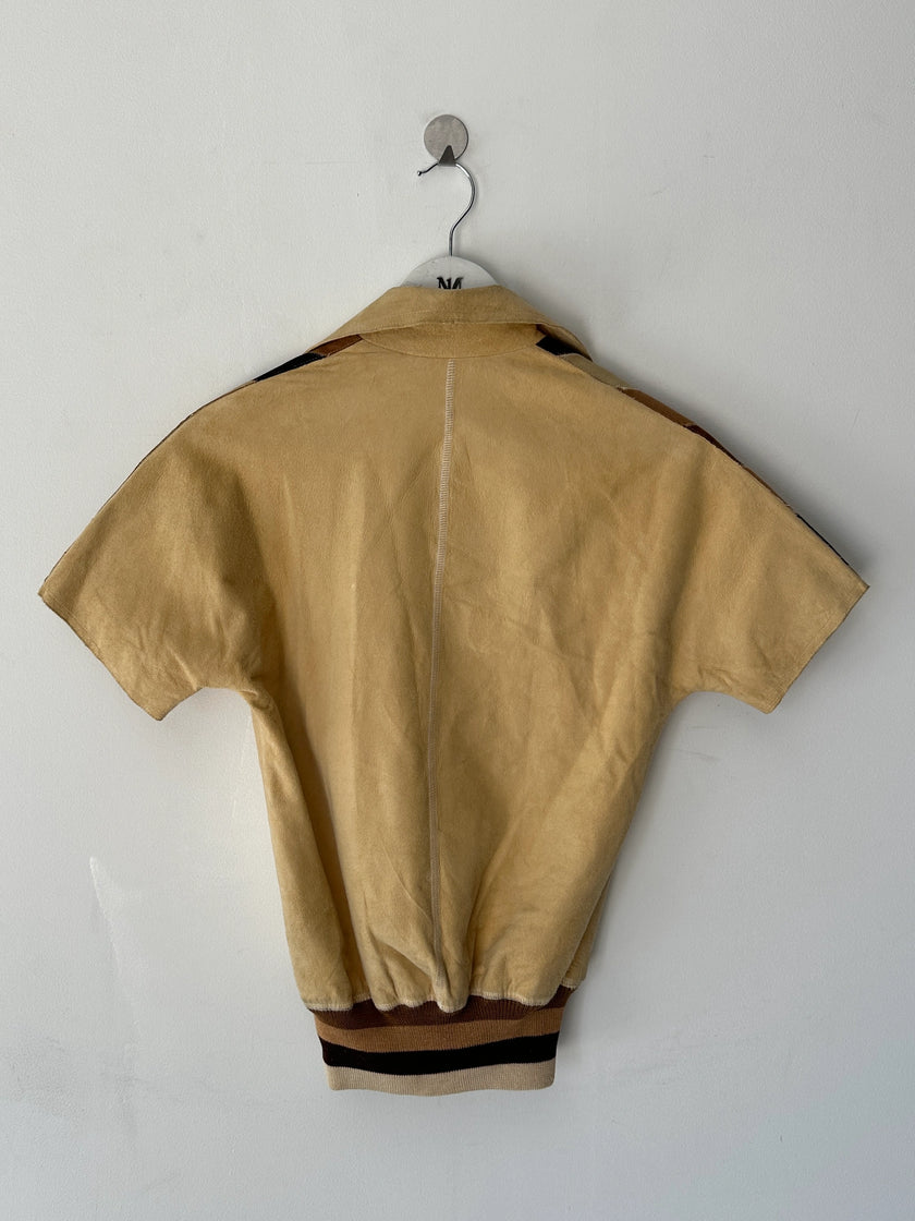 ITALIAN LABEL - late 1970s SUEDE POLO T-SHIRT