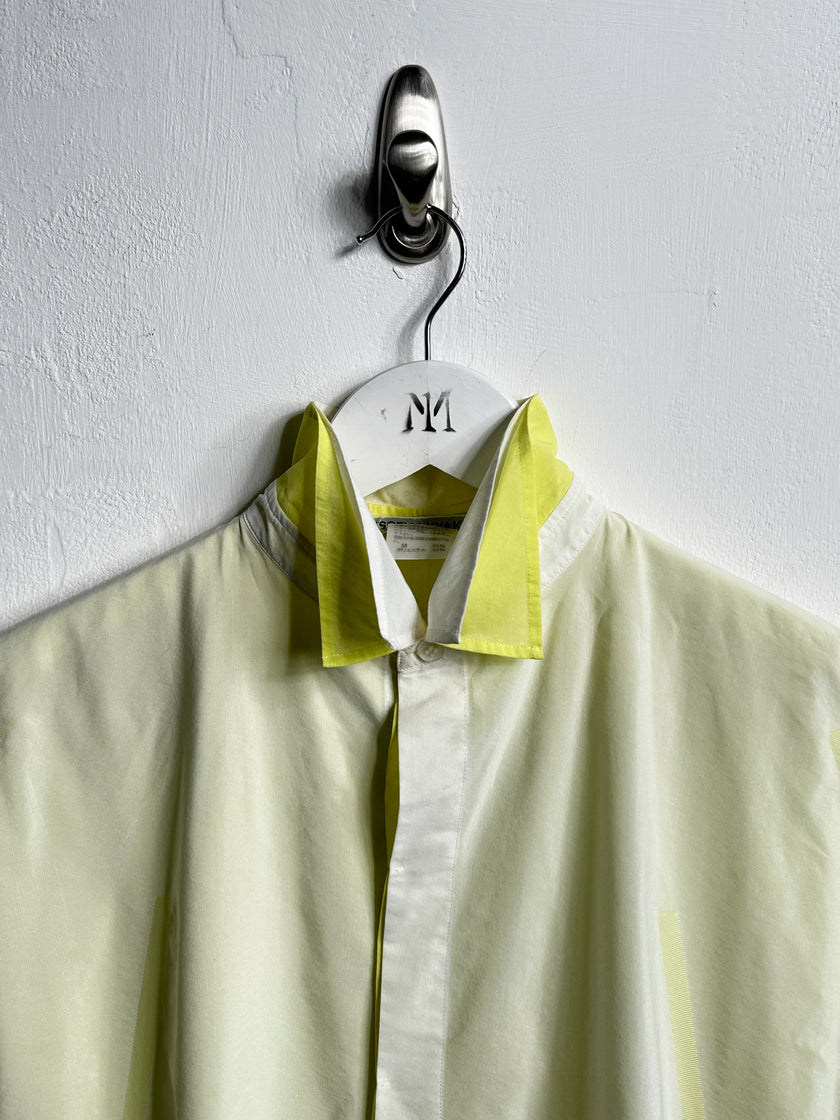 ISSEY MIYAKE - S/S 2014 LAYERED BLOUSE WITH CONTRASTING YELLOW INNERN LAYER