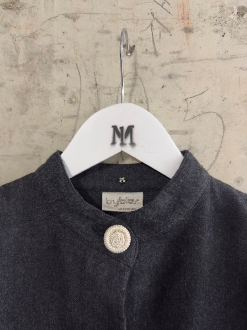 BYBLOS - 1990s WOOL SHEAT DRESS WITH KOREAN COLLAR