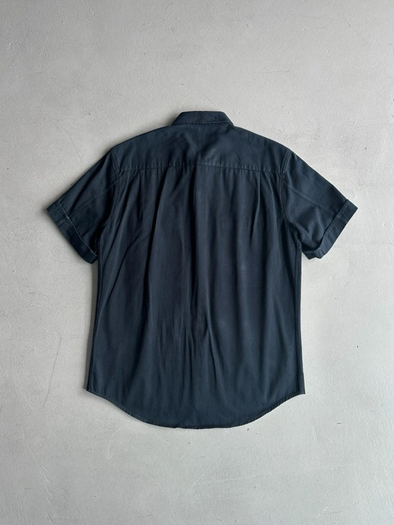 HELMUT LANG - S/S 1997 VELVET DETAIL COLLAR HALF SLEEVE SHIRT