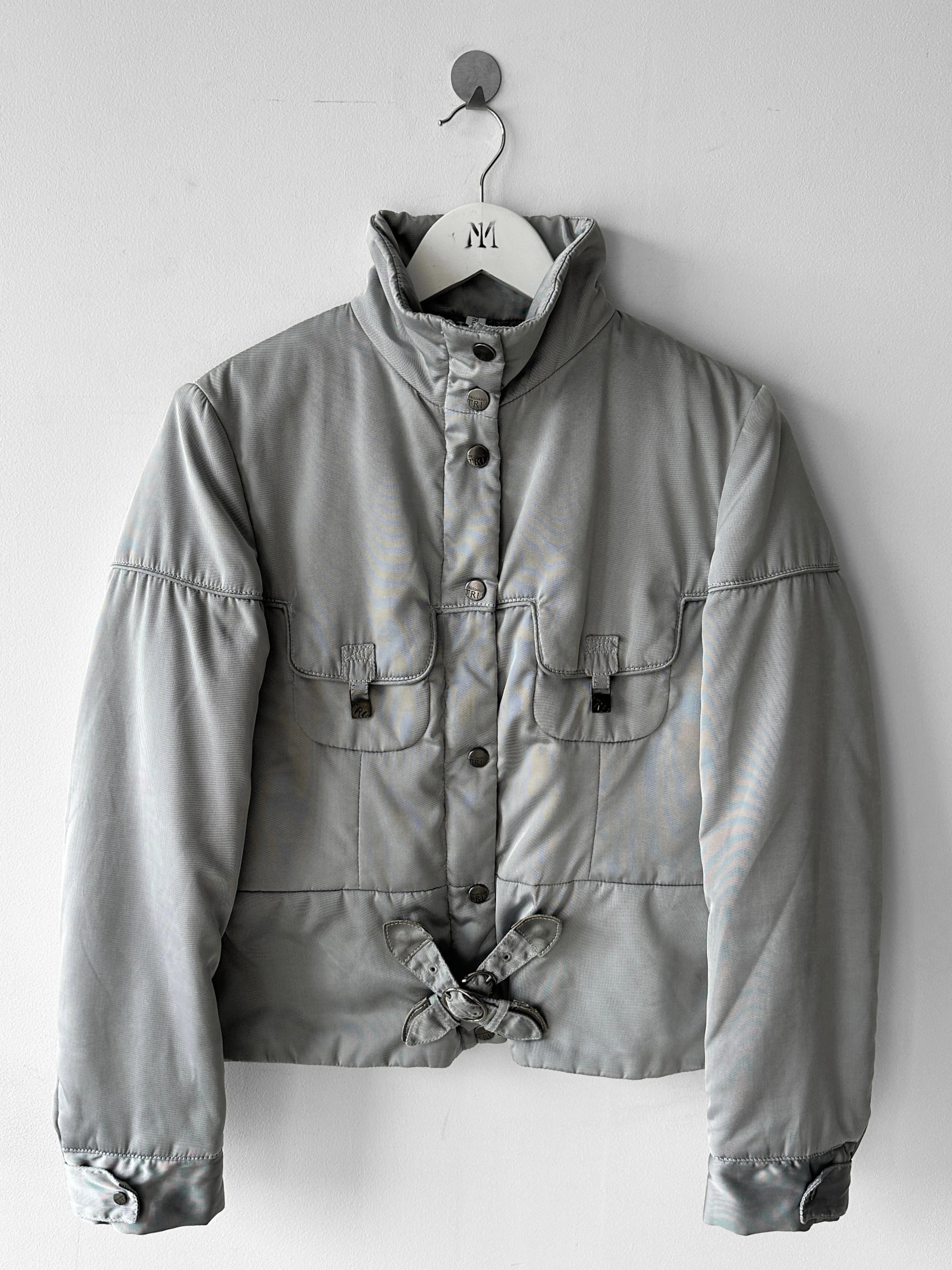 TRUSSARDI - early 2000s CROP FIT JACKET WITH CROSS STRAP DETAILS