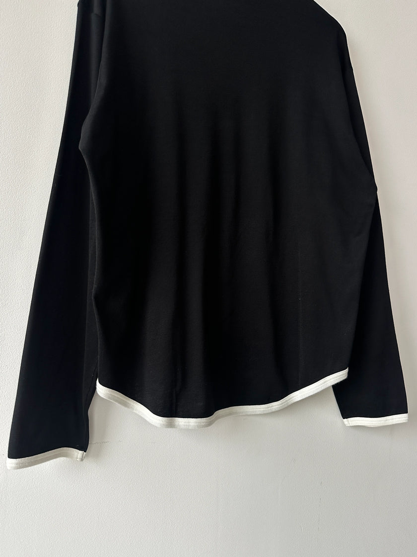 YOHJI YAMAMOTO Y'S - early 1990s LONG SLEEVE TOP WITH BUTTON DETAIL AT COLLAR