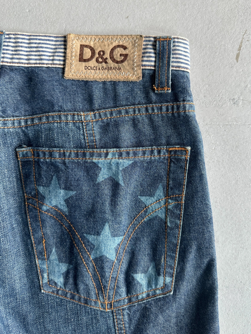 DOLCE & GABBANA - 1990s STRAIGHT FIT PATCHWORK JEANS