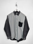 COMME DES GARÇONS - early 2000s PANELED LONG SLEEVE SHIRT WITH CONTRASTING SLEEVE AND BACK