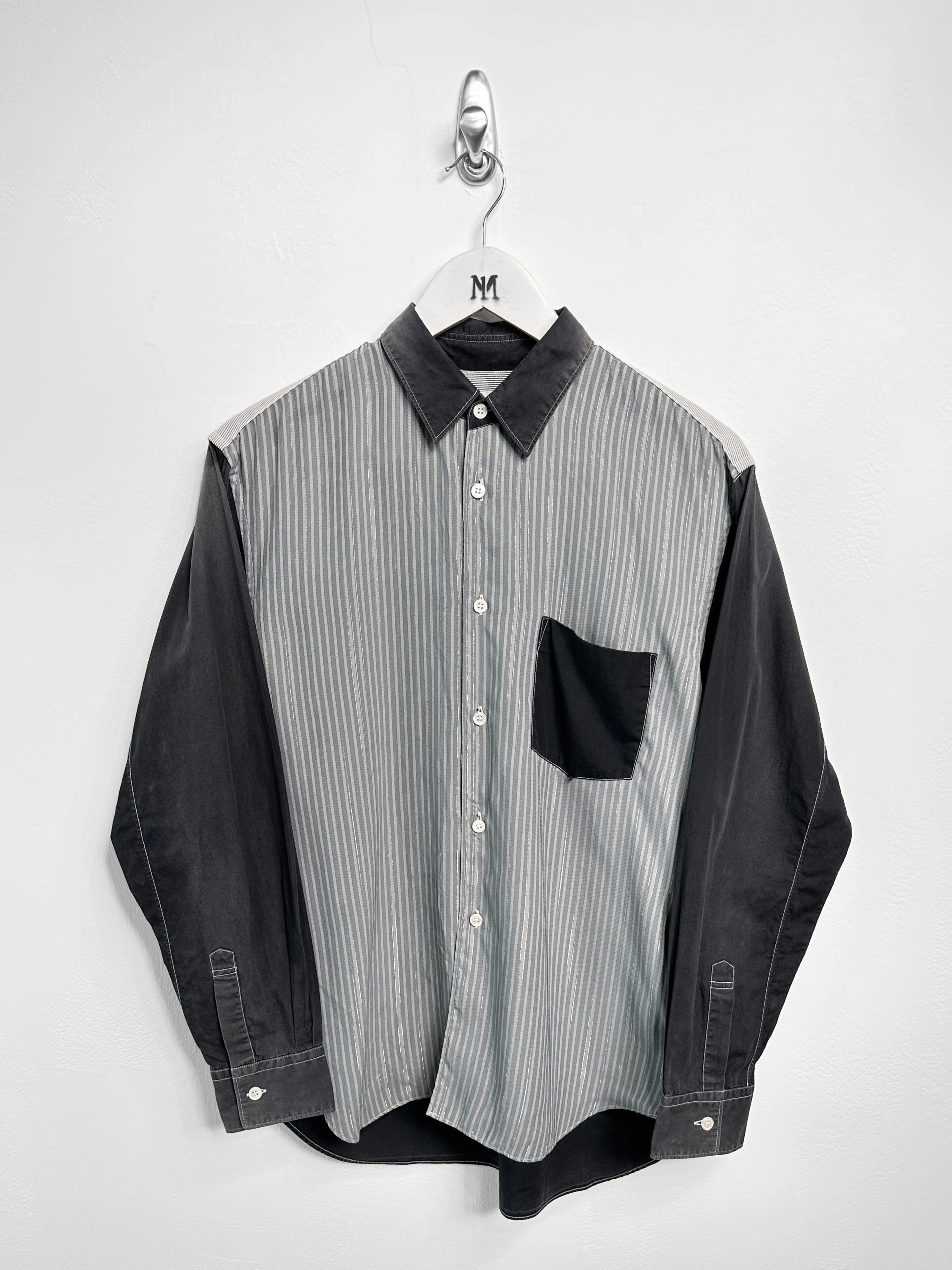 COMME DES GARÇONS - early 2000s PANELED LONG SLEEVE SHIRT WITH CONTRASTING SLEEVE AND BACK
