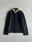 COMME DES GARÇONS - A/W 2002 WOOL JACKET WITH FLORAL ATTACHMENT AT COLLAR