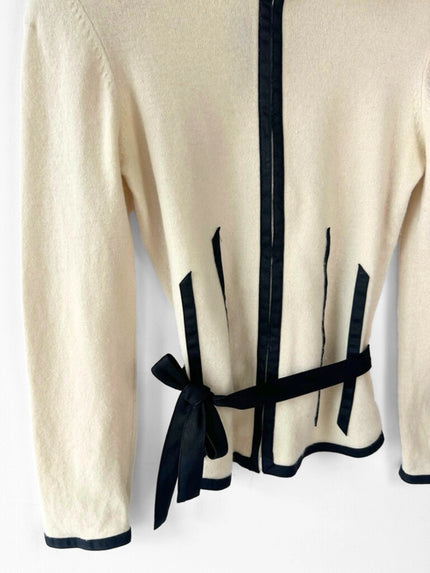 ARMANI JEANS - 2000s ZIPPED KNIT WITH CONTRASTING BLACK STRIPES DETAILS