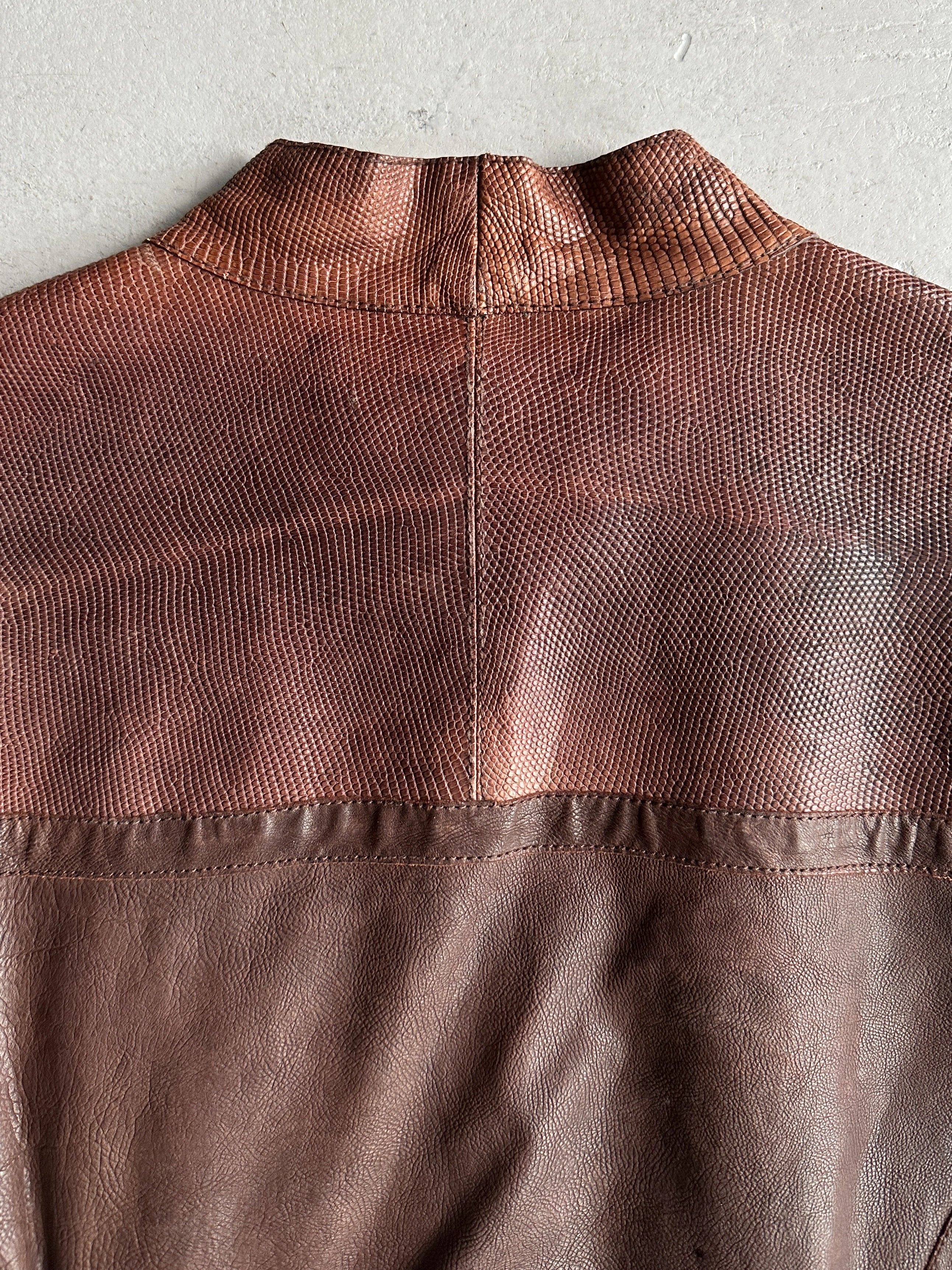 EMPORIO ARMANI - F/W 2005 BIKER LEATHER JACKET WITH SNAKESKIN DETAILS