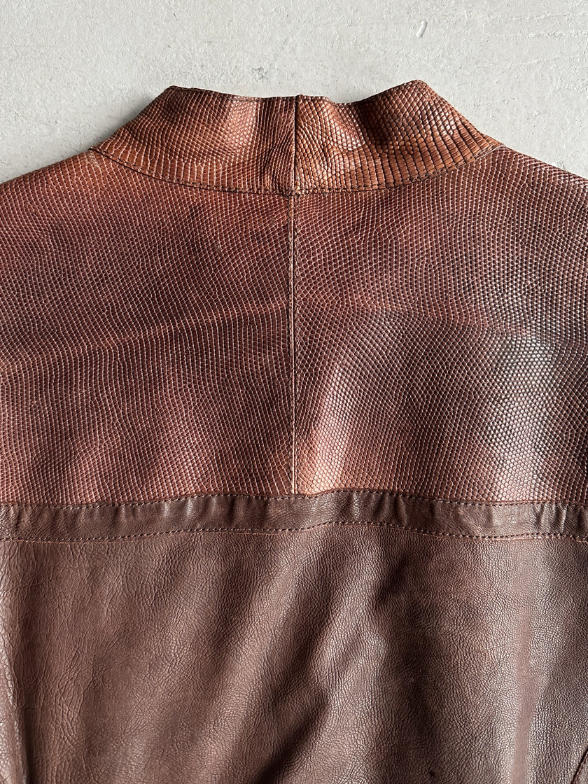 EMPORIO ARMANI - F/W 2005 BIKER LEATHER JACKET WITH SNAKESKIN DETAILS