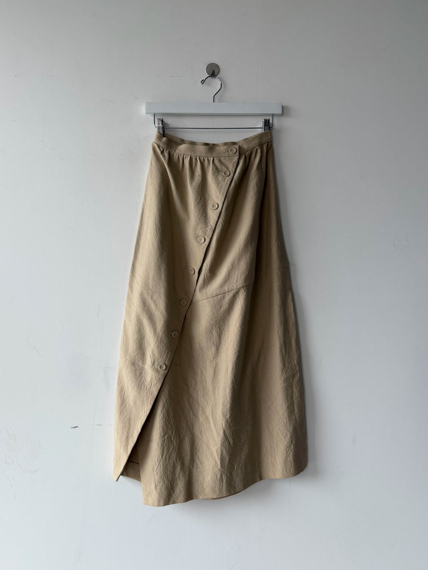 ISSEY MIYAKE HAI - 1980s ASYMMETRIC BUTTONS FRONT MAXI SKIRT
