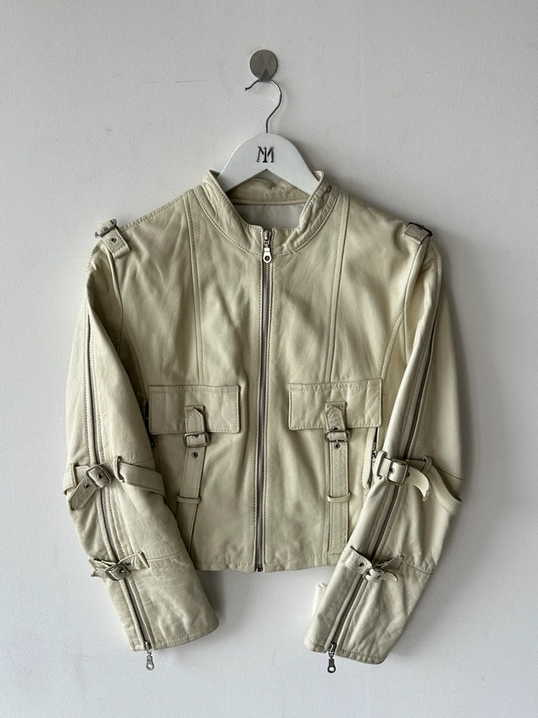 2000s CROP FIT BIKER LEATHER JACKET