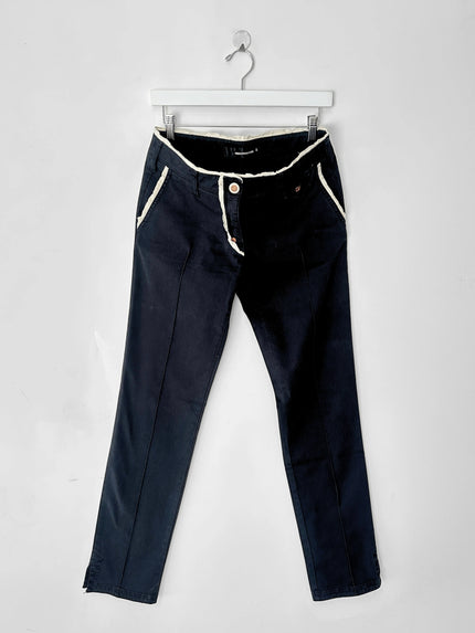ANDREW MACKENZIE - early 2000s LOW RISE TROUSERS WITH CONTRASTING TRIM DETAILS