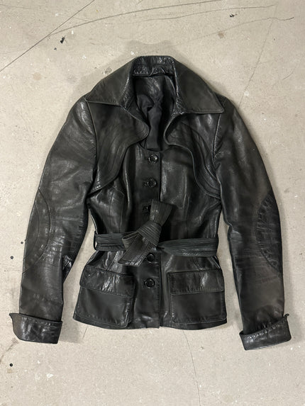 1990s BELTED LEATHER JACKET