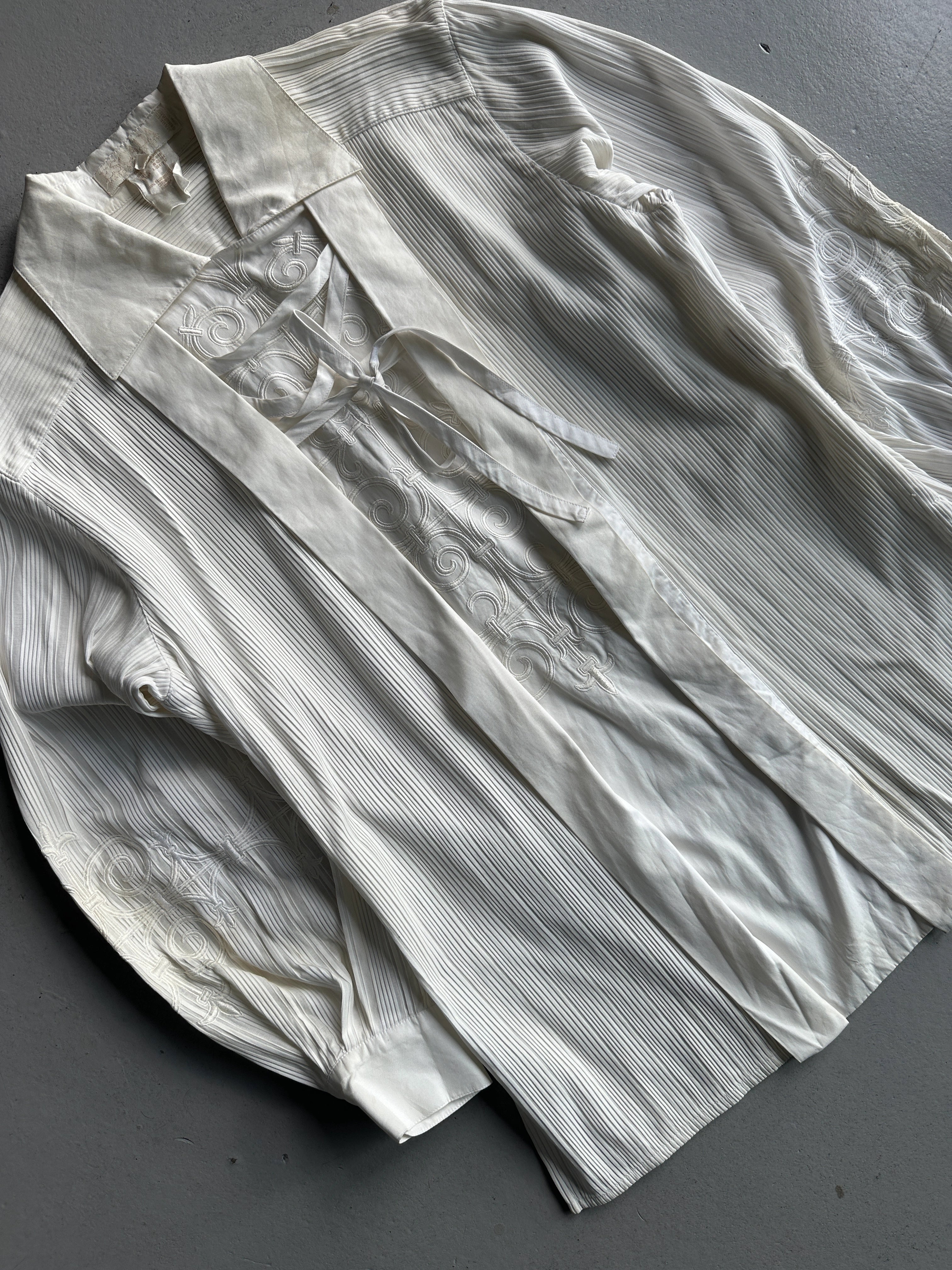 ESCADA - 1980s EMBROIDERED PLEATED BLOUSE