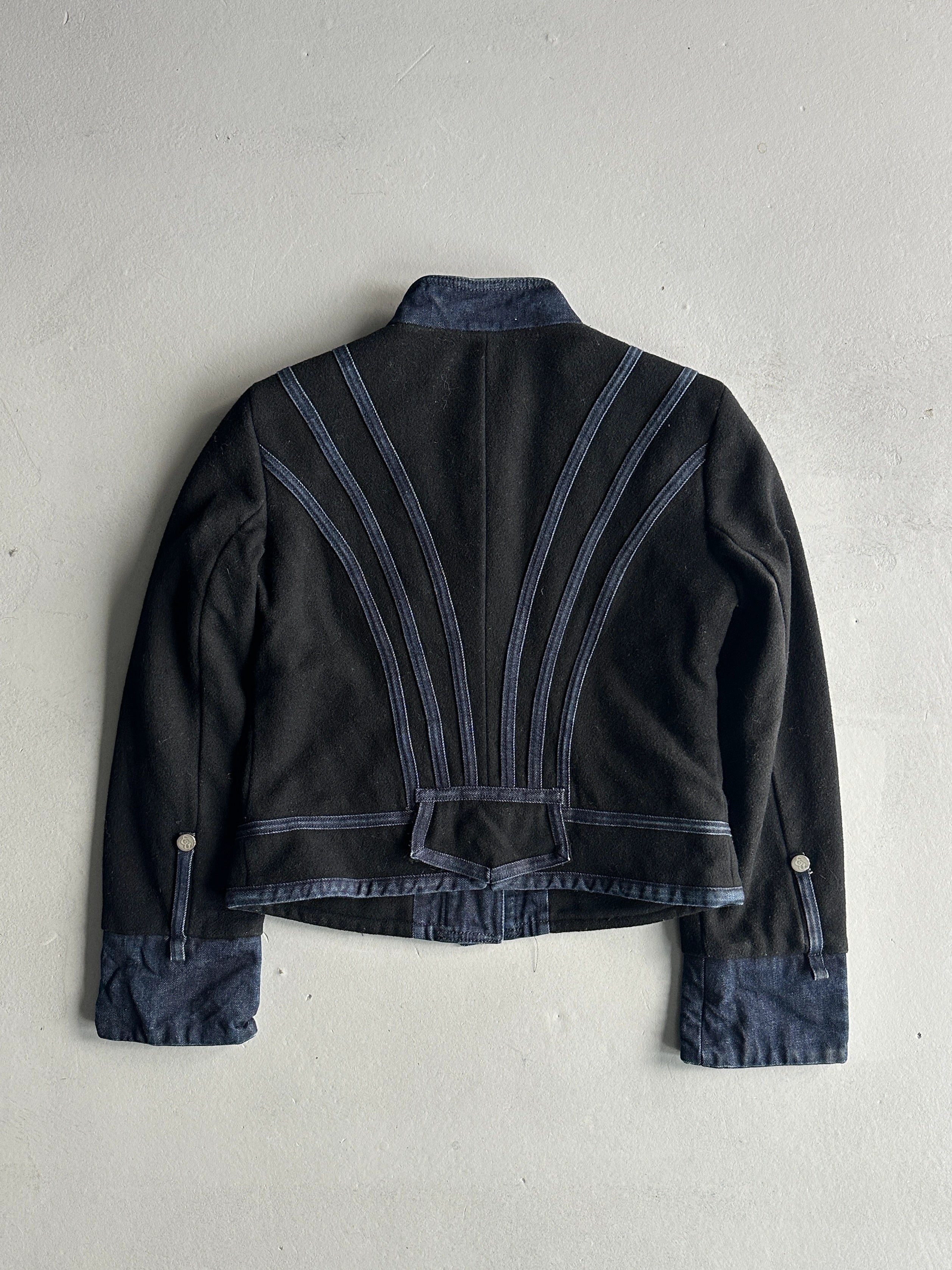 EMPORIO ARMANI - 1980s MAJORETTE WOOL JACKET WITH DENIM DETAILS